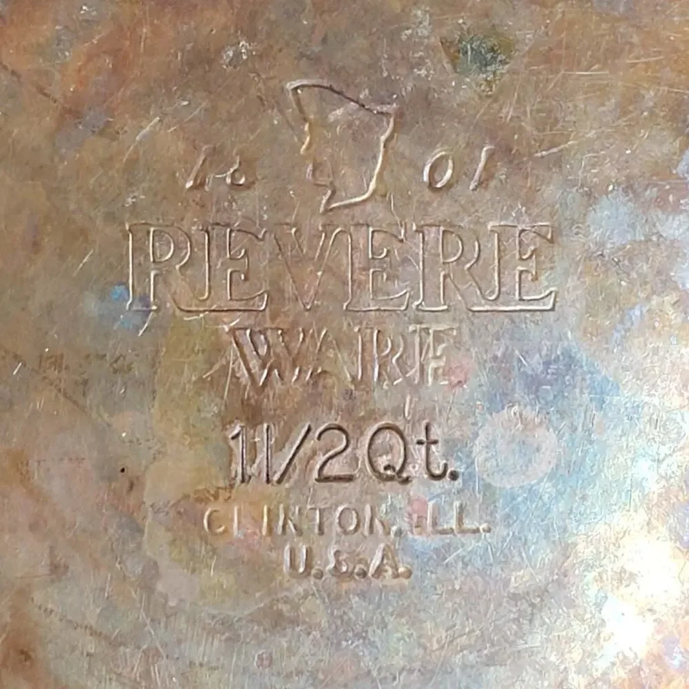 Vintage Revere Ware Copper Bottom 11 Piece Set Pots Pans Stock Skillet Lids